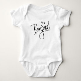 "Bonjour" mit optionalem Personalisierten Namen Baby Strampler