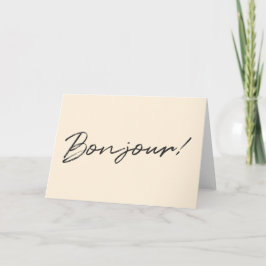 Bonjour! | Modern Script Cream Ivory Französisch H Karte