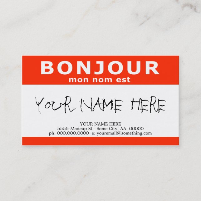 BONJOUR mon noest Visitenkarte (Vorderseite)