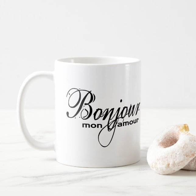 Bonjour Montag Liebe (Tasse) Kaffeetasse (Mit Donut)