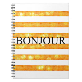 Bonjour orange Streifen Bokeh Notizblock