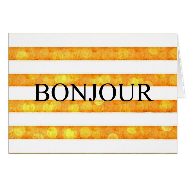 Bonjour Orange Stripe Bokeh (Vorderseite (Horizontal))