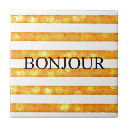 Bonjour Orange Stripe Bokeh Fliese