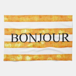 Bonjour Orange Stripe Bokeh Küchentuch
