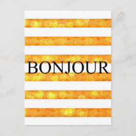 Bonjour Orange Stripe Bokeh Postkarte