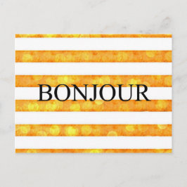 Bonjour Orange Stripe Bokeh Postkarte