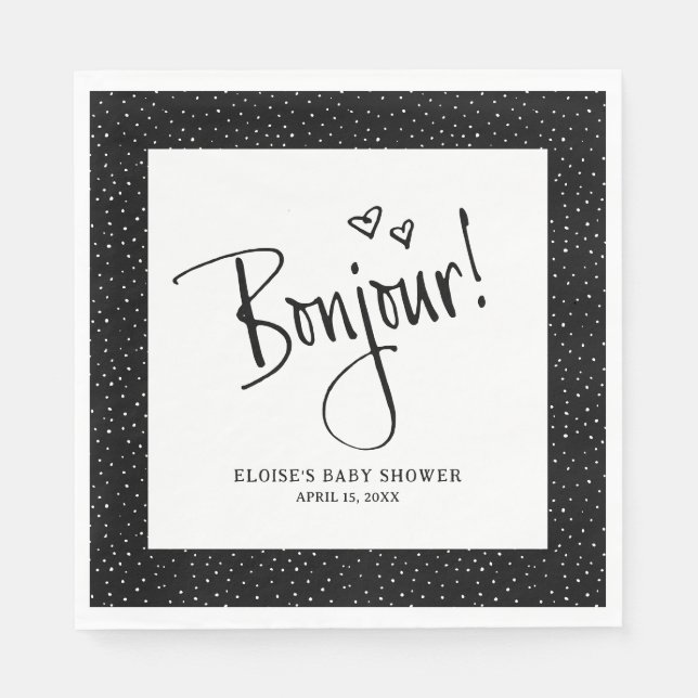 Bonjour! Paris Doodle Sketch Personalisiert Napkin Serviette (Vorderseite)