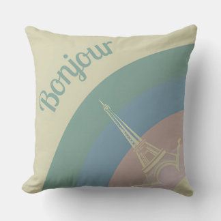 Bonjour Paris Eiffel Tower Art Throw Kissen
