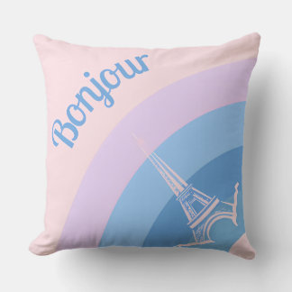 Bonjour Paris Eiffel Tower Art Throw Kissen