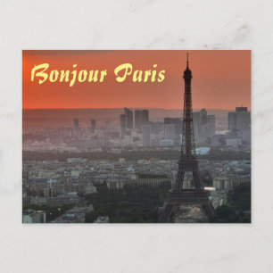 Bonjour Paris Eiffel Tower European Art Postkarte