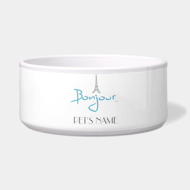 "Bonjour, Paris & Eiffelturm"- individuell anpassb Napf (Vorderseite)