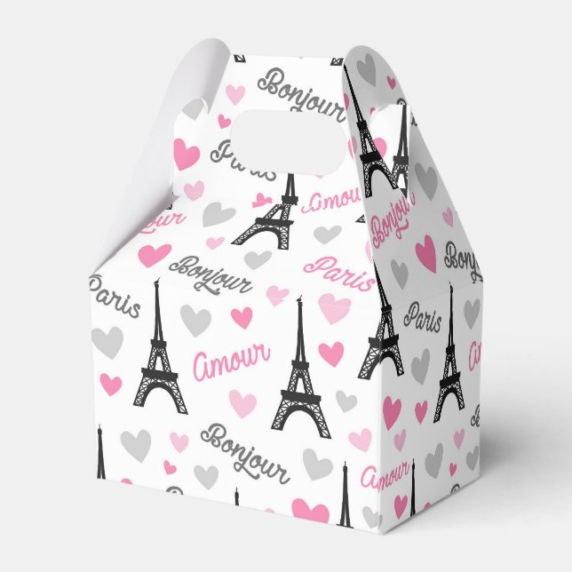 Bonjour Paris Muster Gastgeschenk Box Geschenkschachtel (Rückseite)
