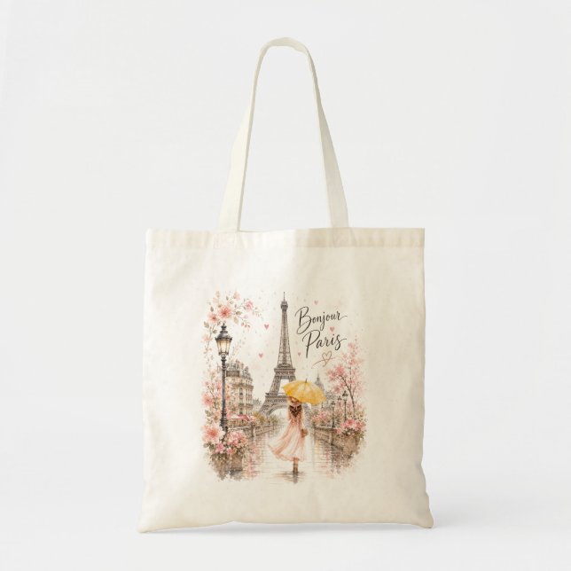 Bonjour Paris Pariser Tote Bag Tragetasche (Vorne)