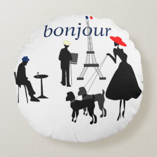 Bonjour Paris Rundes Kissen