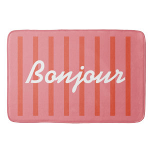 Bonjour Pink Striped Farbenfrohe Spaß Badematte