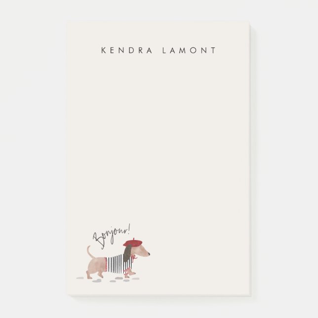 Bonjour Pup Post-it Klebezettel (Vorderseite)