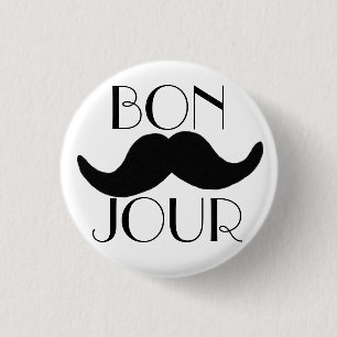 BONJOUR Schnurrbart Button