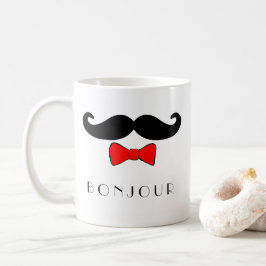 Bonjour Schnurrbart und rotes Bowtie Tasse