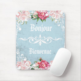 Bonjour Schöne romantische Kunstwerke, Blume Mousepad