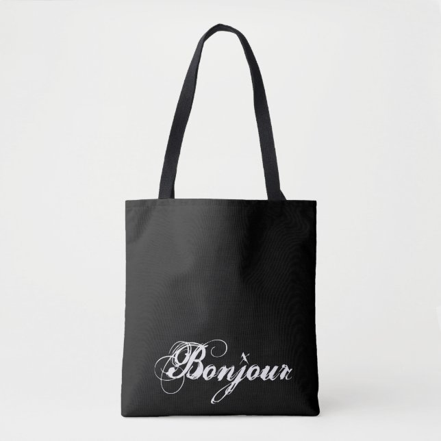 Bonjour schwarze Taschen-Tasche (Vorderseite)