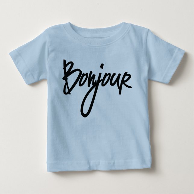 Bonjour Script (Schwarz) für Liebhaber von Frankre Baby T-shirt (Vorderseite)