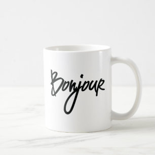 Bonjour Script (Schwarz) für Liebhaber von Frankre Kaffeetasse