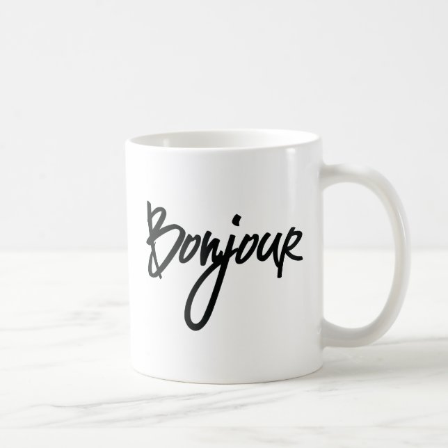 Bonjour Script (Schwarz) für Liebhaber von Frankre Kaffeetasse (Rechts)