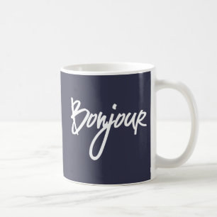 Bonjour Script (Weiß) für Liebhaber von Frankreich Kaffeetasse