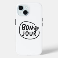 Bonjour Simple Modern Floral French Gruß