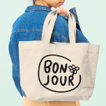 Bonjour Simple Modern Floral French Gruß Jumbo Stoffbeutel<br><div class="desc">Bonnjour Simple Modern Floral French Greeting Tragetaschen bietet ein einfaches modernes Design mit dem Text "Bonjour" in der modernen Schrift Typografie. Erstellt von Evco Studio www.zazzle.com/store/evcostudio</div>