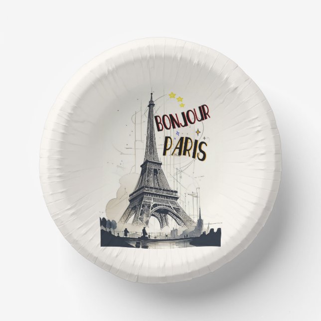 Bonjour Skyline Marathon Paris Pappteller (Vorderseite)