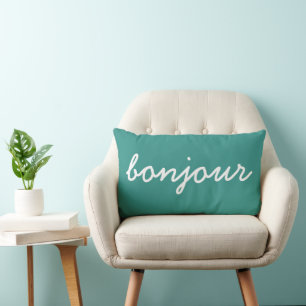 Bonjour Turquoise Kissen, Modernes Wohnzimmer Lendenkissen