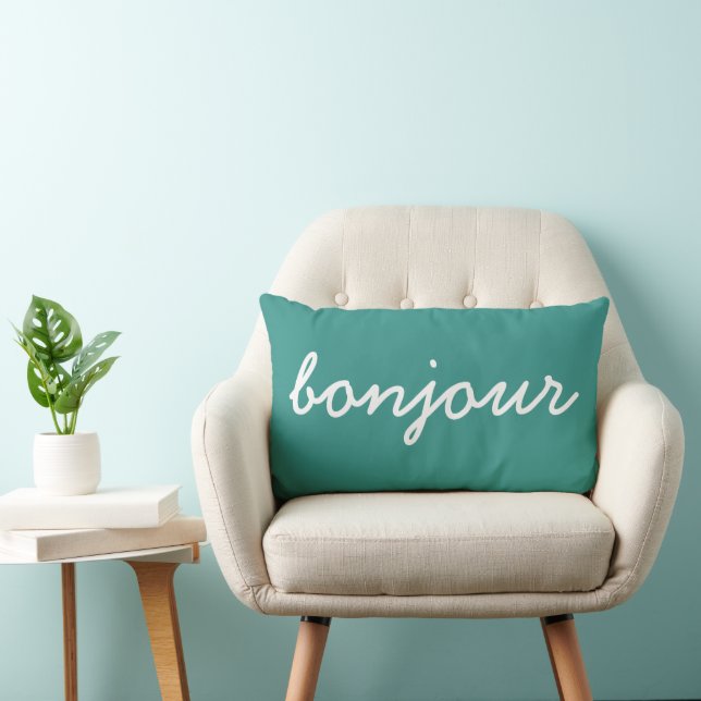Bonjour Turquoise Kissen, Modernes Wohnzimmer Lendenkissen (Stuhl )