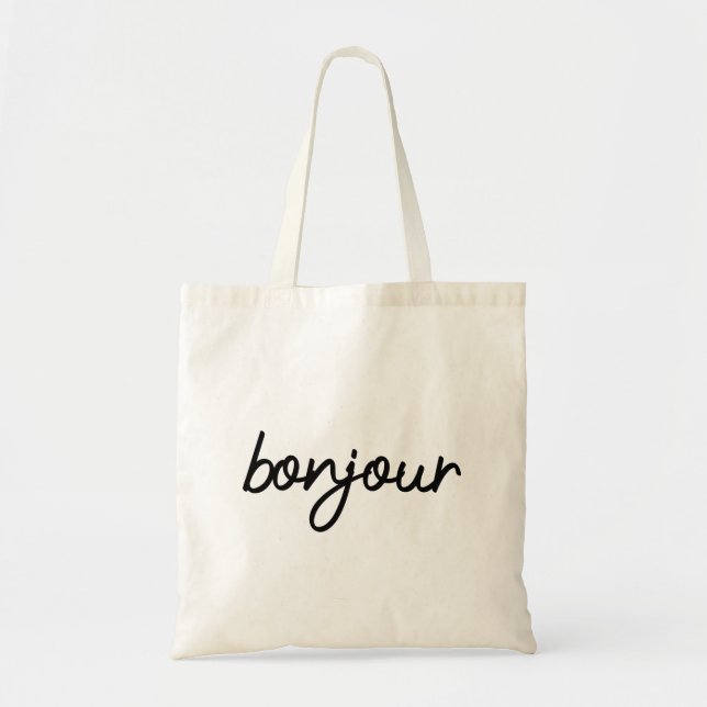 Bonjour-Typografie Tragetasche (Vorne)