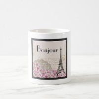 Bonjour Vintag Eiffelturm Collage mit Blume