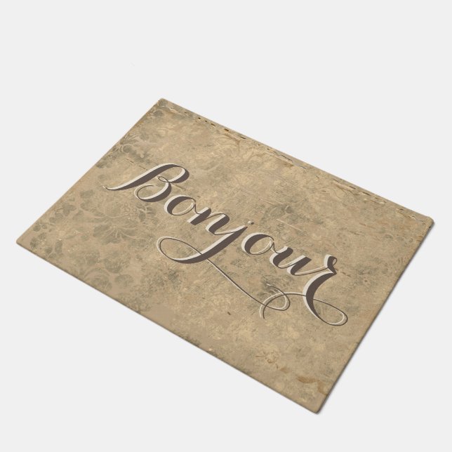 Bonjour Vintag Elegance French Hello Welcome Mat Fußmatte (Schrägansicht)