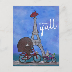 Bonjour Y'all Whimsical Eiffel Tower Paris Texas Postkarte