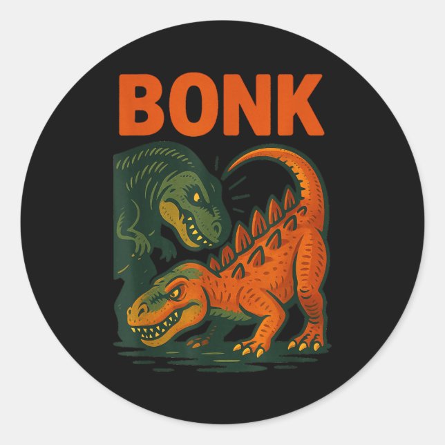 Bonk Dinosaur Funny Prehistoric Humor Design  Runder Aufkleber (Vorderseite)