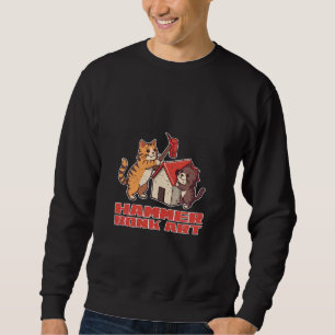 Bonk Hammer Katze Lustiges Meme Retro Süße Kunst Sweatshirt