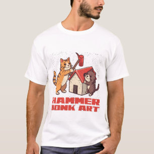 Bonk Hammer Katze Lustiges Meme Retro Süße Kunst T-Shirt