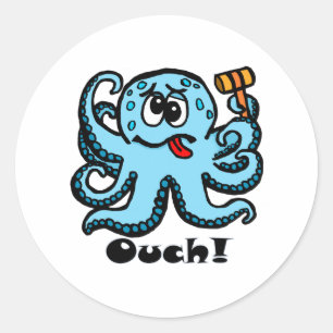 Bonk Octopus, ouch Runder Aufkleber