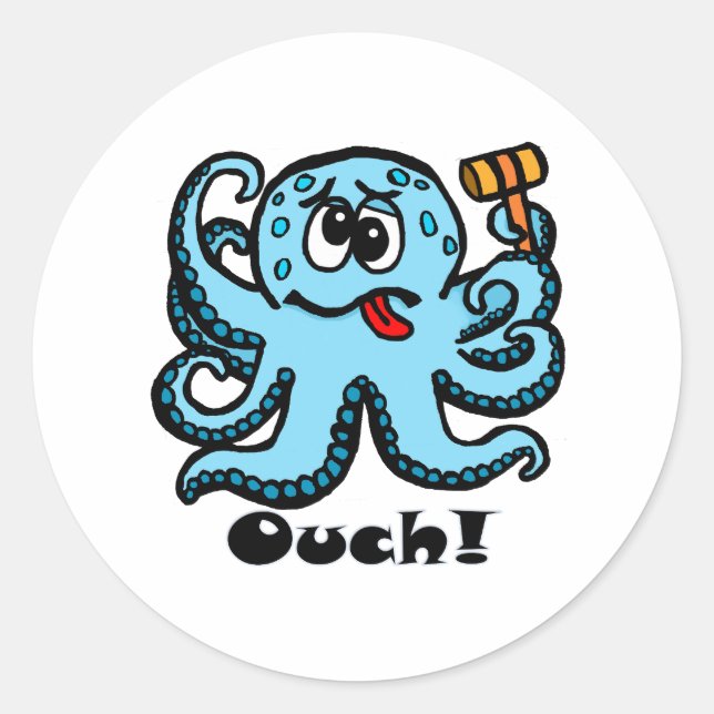 Bonk Octopus, ouch Runder Aufkleber (Vorderseite)