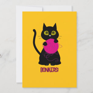 BONKER! Grußkarte - Knittern + Kätzchen 🧶 🐈 ⬛ Feiertagskarte