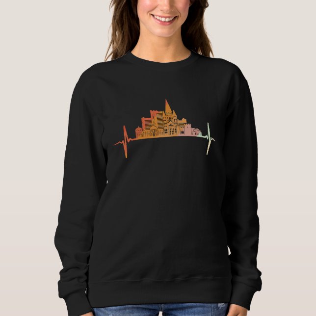 Bonn skyline heartbeat retro vintage style sweatshirt (Vorderseite)