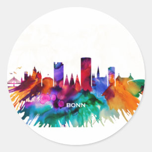 Bonn Skyline Runder Aufkleber