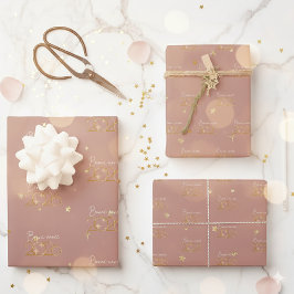 Bonne Année 2026 Elegant Wrapping Paper Geschenkpapier Set