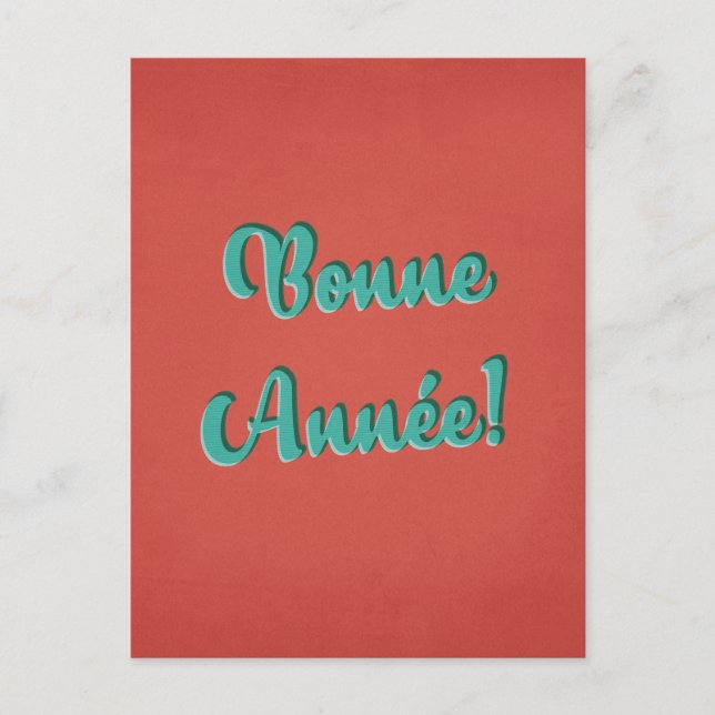 Bonne Année - Französischer Retro Neujahr Postkarte (Vorderseite)