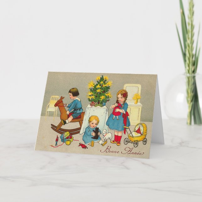 "Bonne Annee" Gruß-Karte Feiertagskarte (Vorderseite)