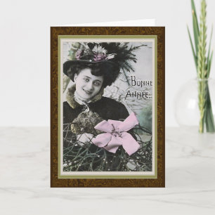 "Bonne Annee" - Vintage französische Neujahrskarte Feiertagskarte