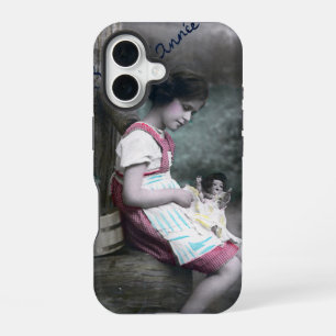 Bonne Année Vintage Mädchen mit Puppe iPhone 16 Hülle